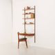 Danish vintage teak home office shelving unit, 1960s