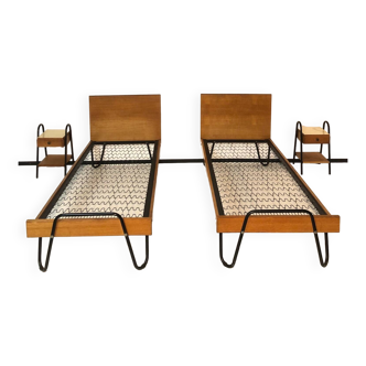 Robert Charroy Mobilor beds and nightstands from the 1950s