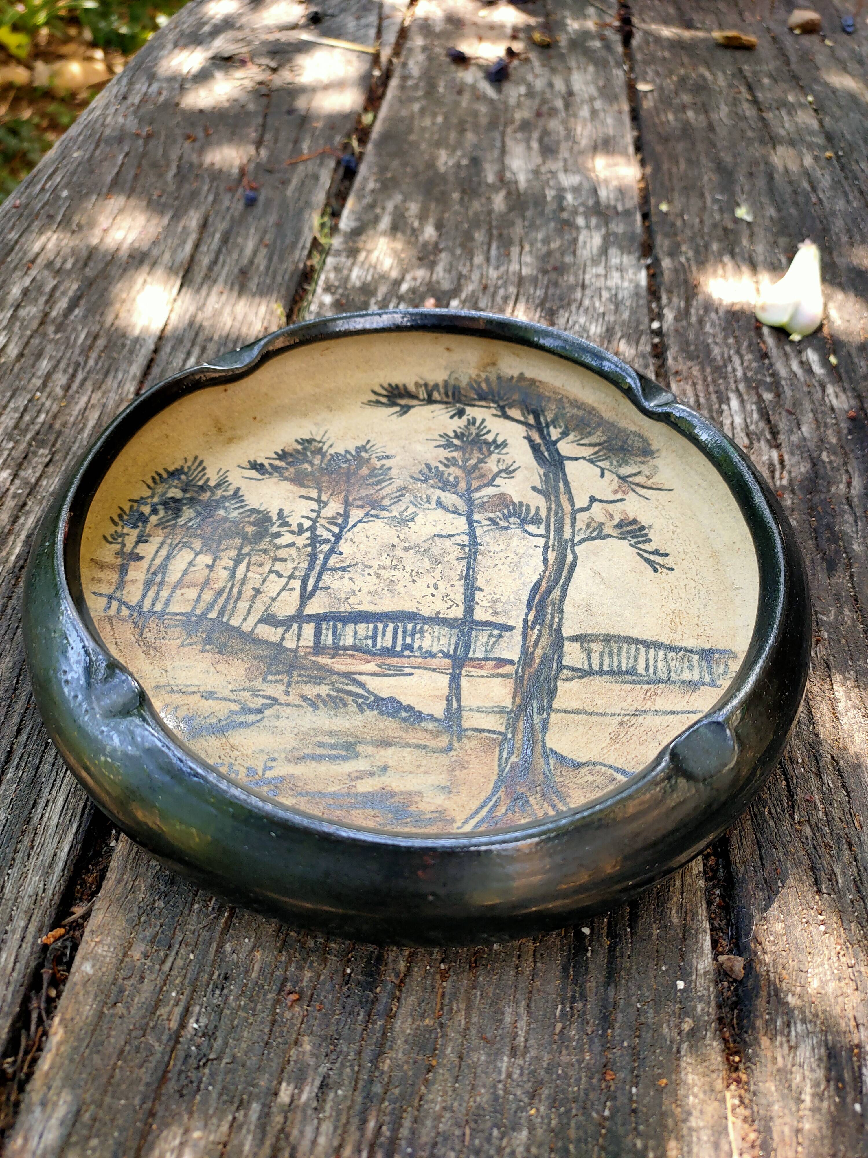 Ciboure sandstone ashtray signed chaf