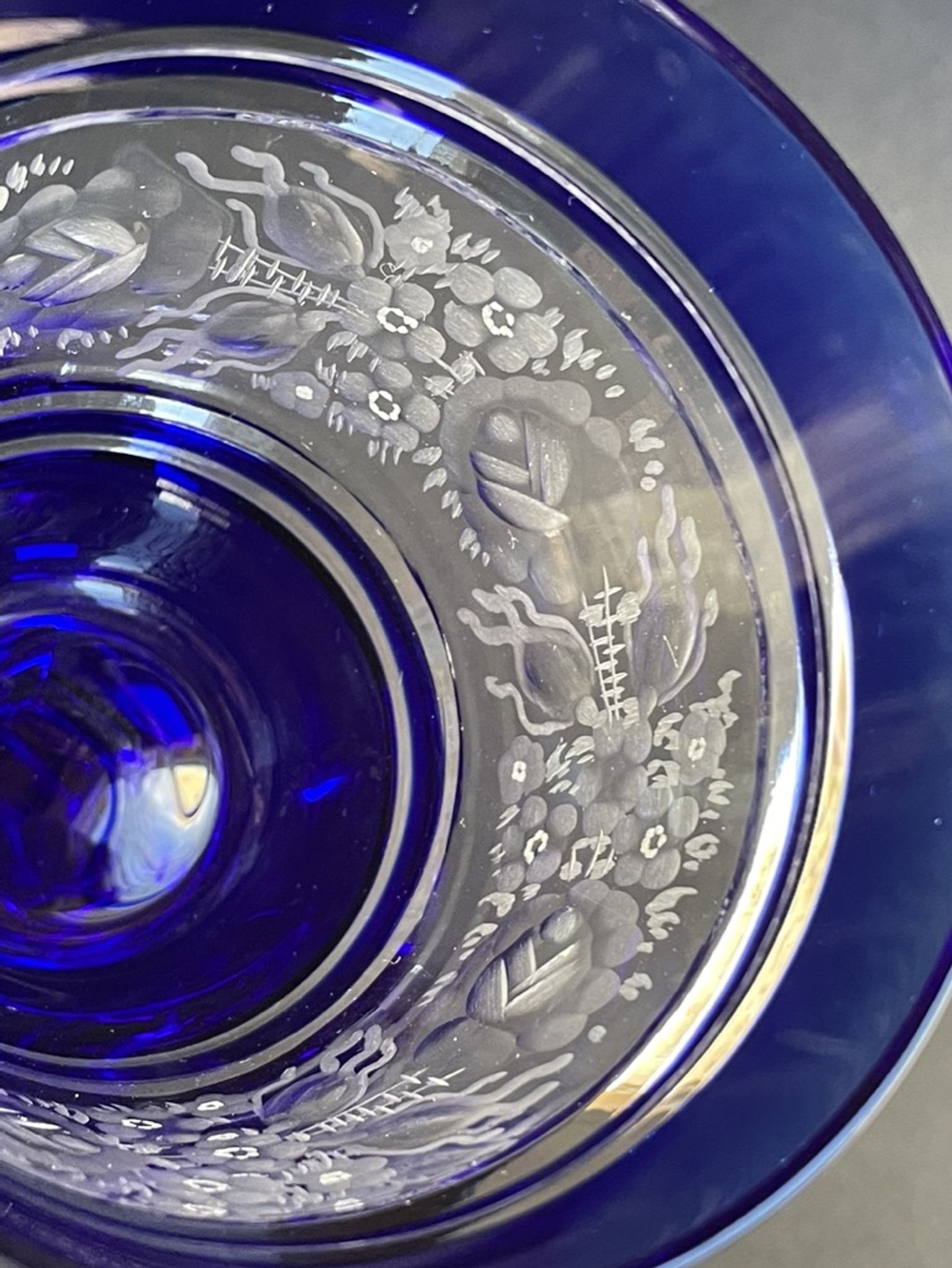 Josephinenhütte - red wine glasses (5) - Art Nouveau - Cut and engraved Crystal Roemer