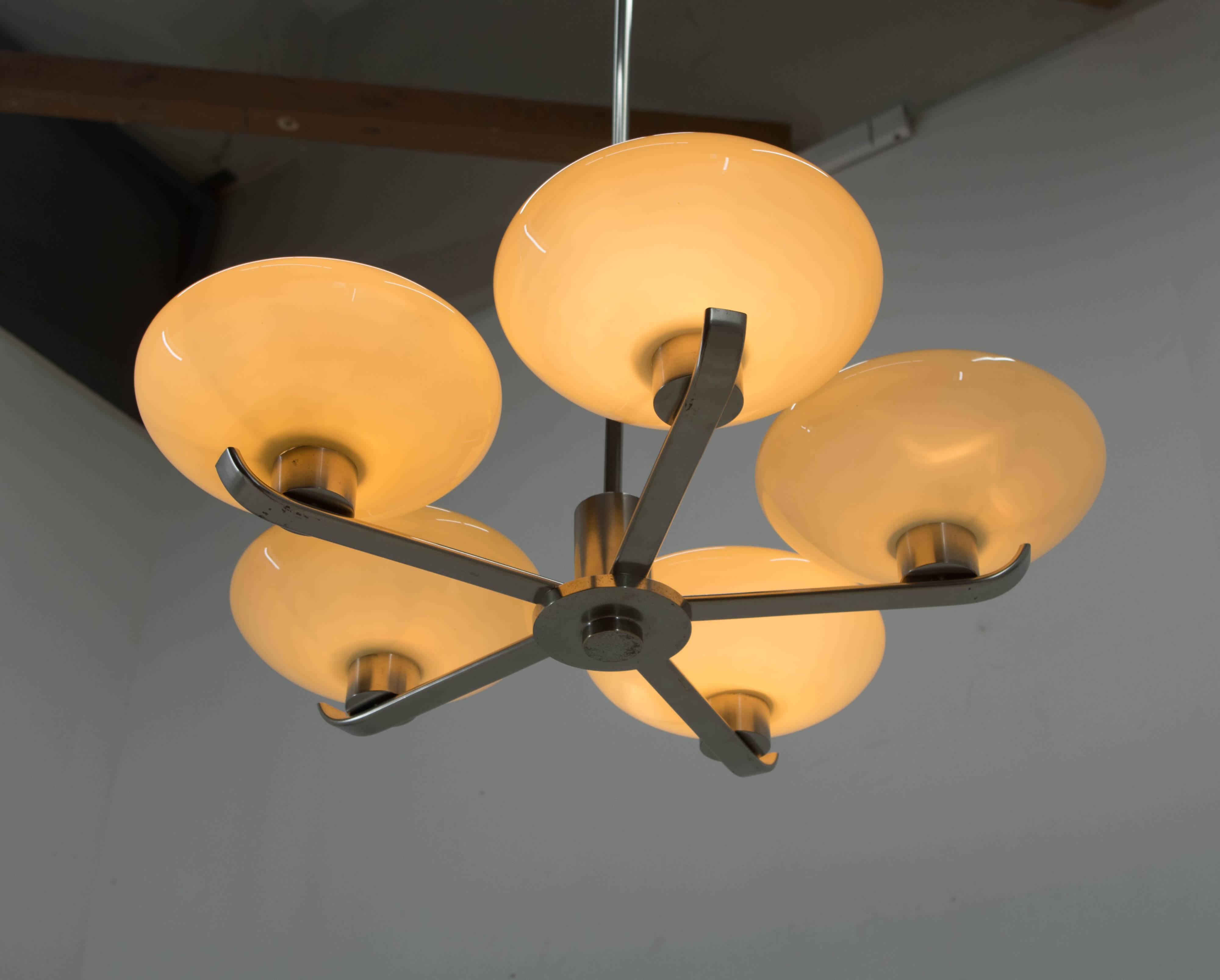 Functionalist / Art Deco Chandelier, 1930, Restored