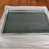 Large vintage smoked glass and chromed metal tray