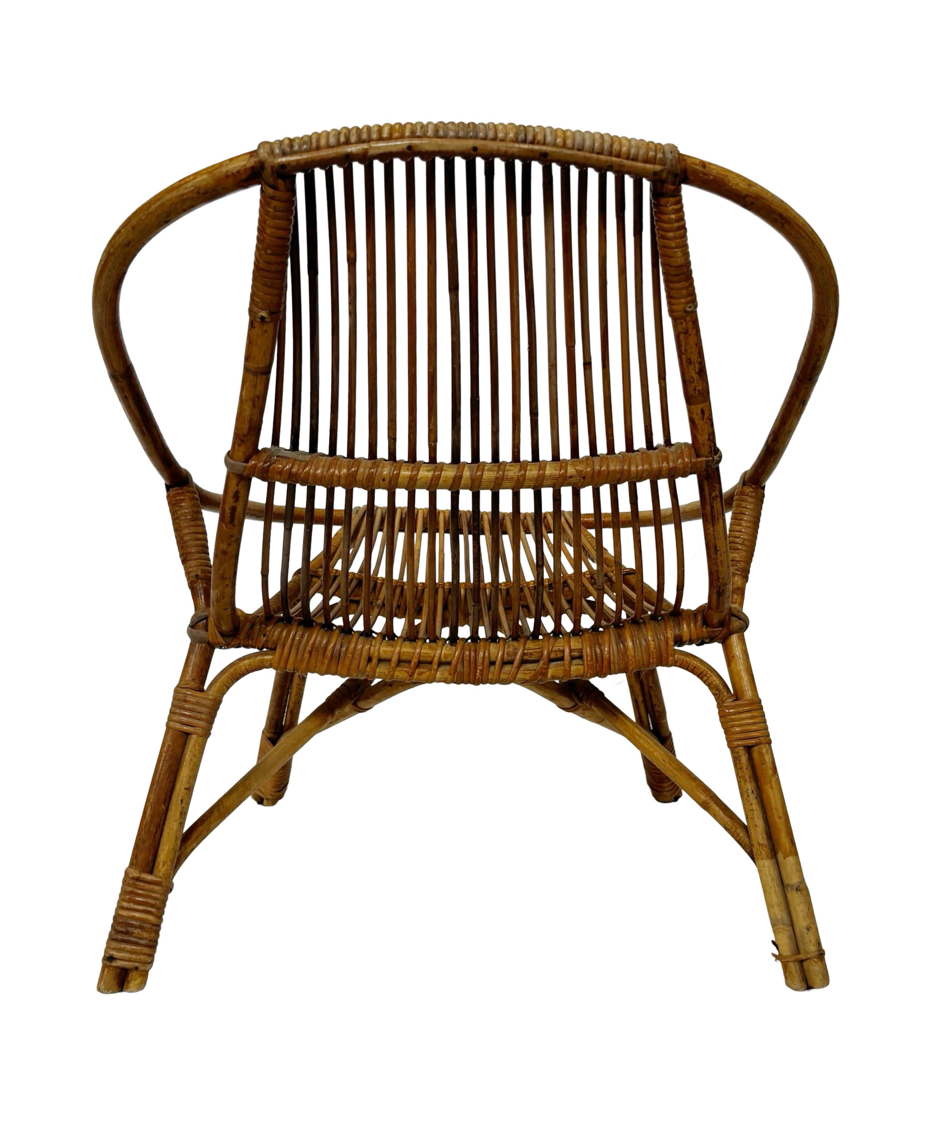 Vintage Rattan Chair Dirk Van Sliedregt Rohe Noordwolde 1960