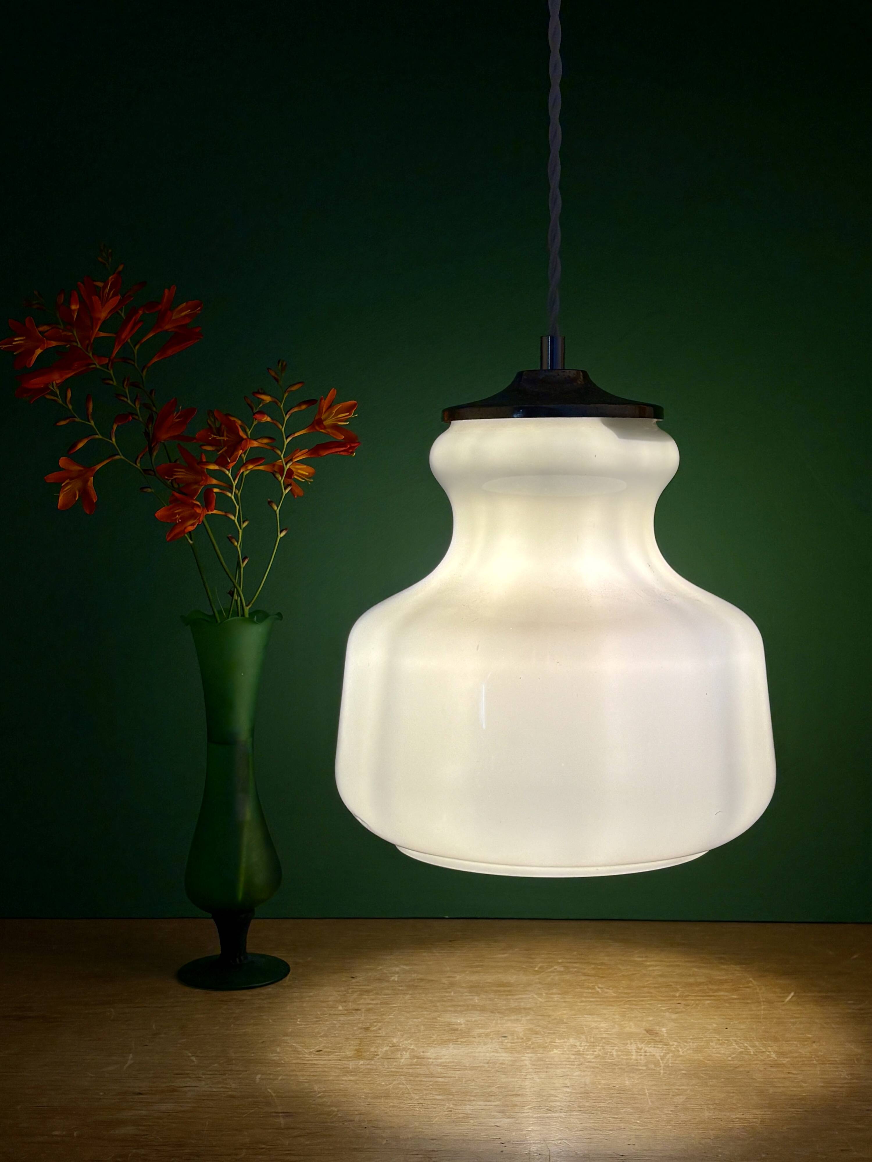 Vintage white opaline suspension globe