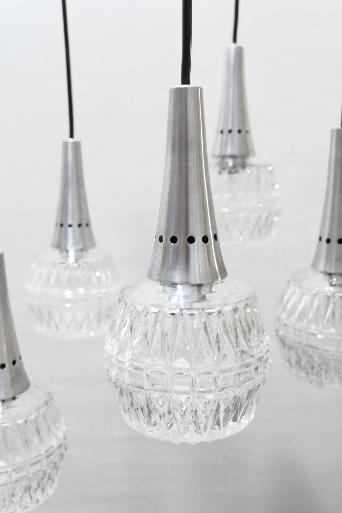 Chandelier suspension waterfall 5 globes Philips 1960-70