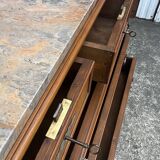 Louis-Philippe chest of drawers in cherry burl and Pyrenees marble top f