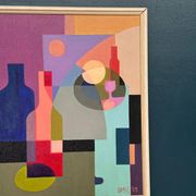 Original Swedish Oil on Canvas – "Abstract Still Life" by BMK (1993) – Signed – Vintage and Framed – 60 × 51 cm