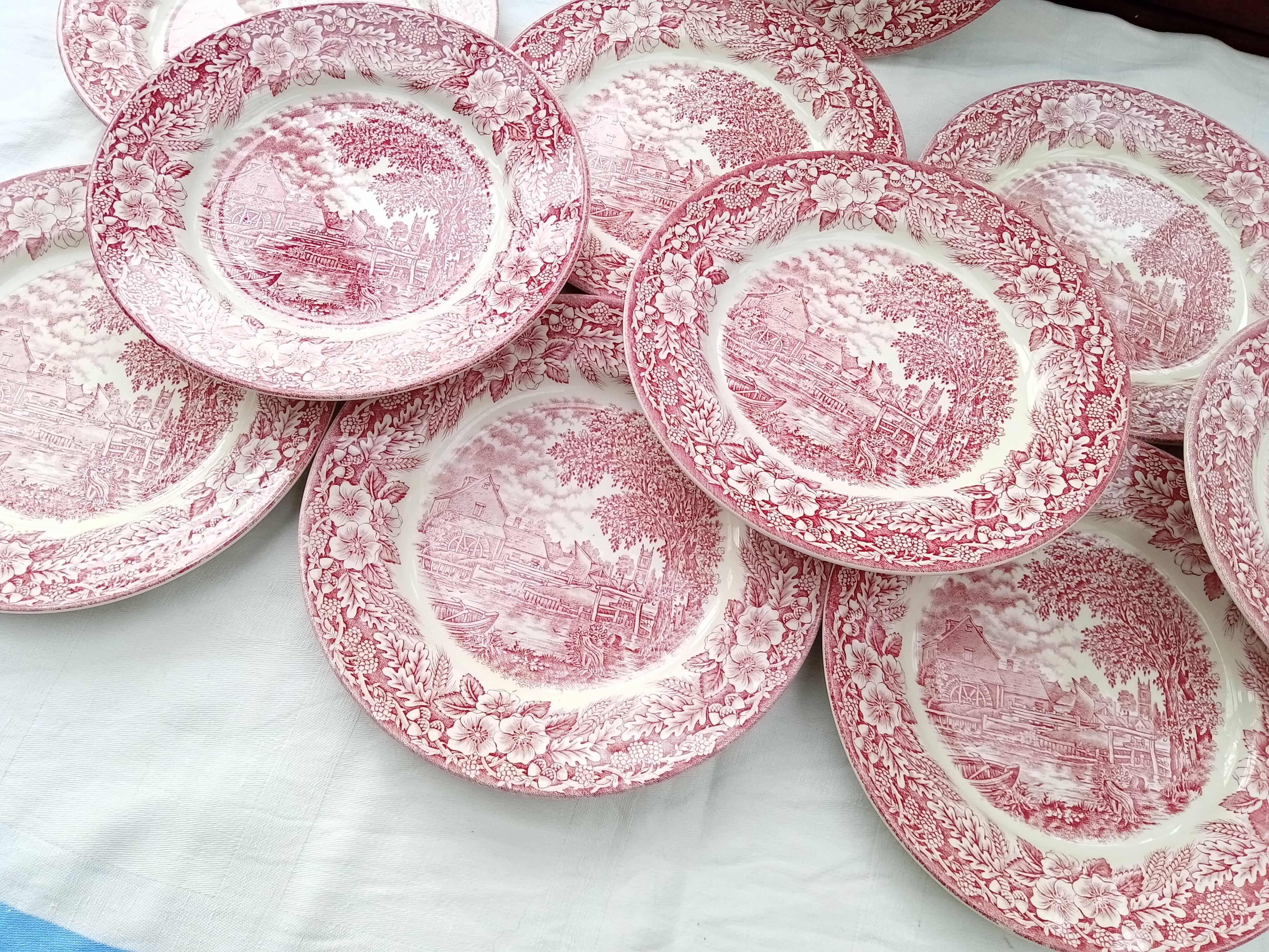 12 English dessert plates