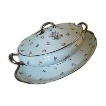 soup and porcelain dish Limoges floral decoration