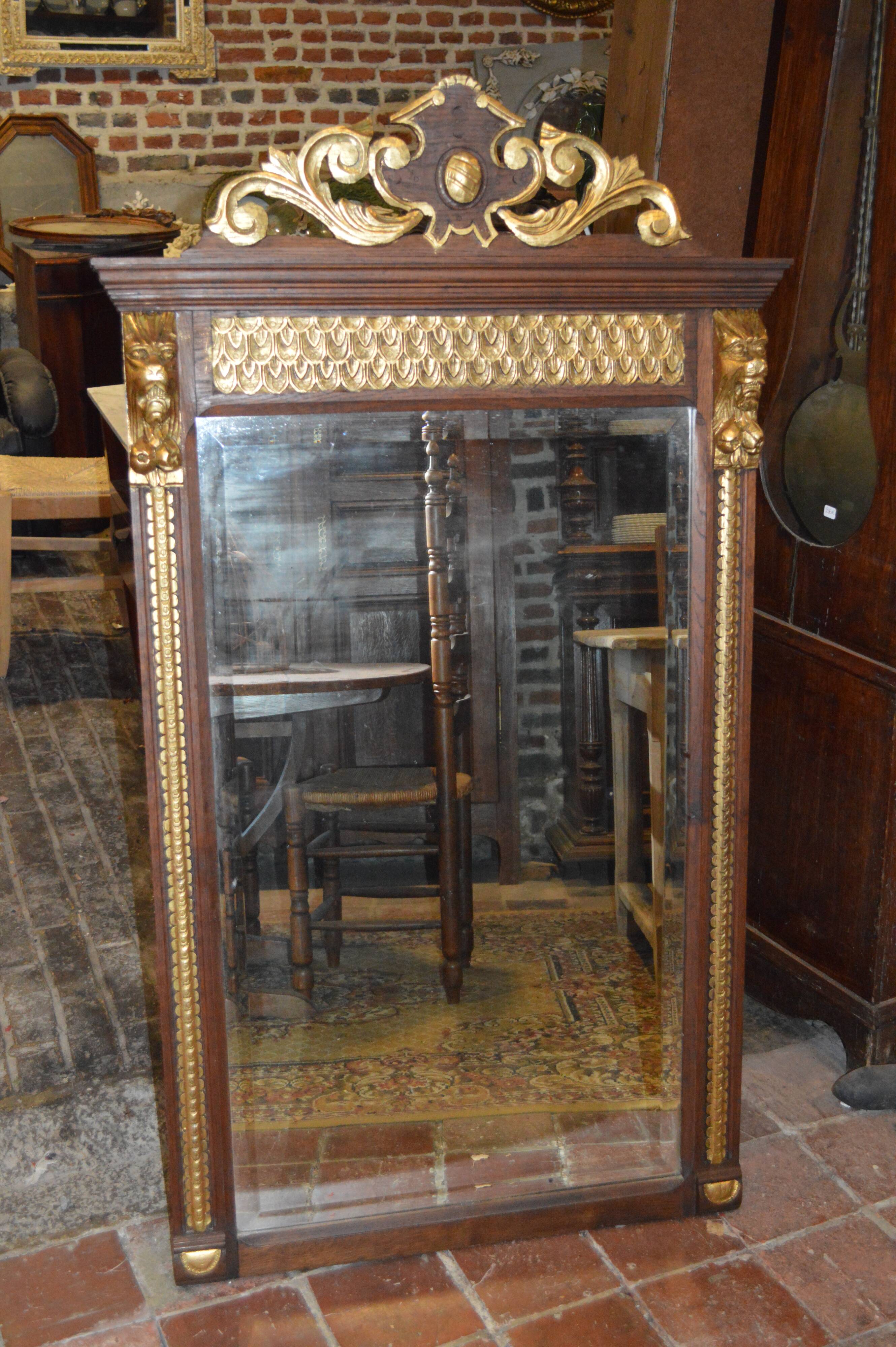 Gilded patinated oak mirror - 144x81cm