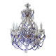 Italian Chandelier with Cobalt Blue Murano Glass Beaded Strings and Crysta