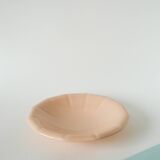 Digoin Sarreguemines pleated hollow dish, powder pink, 1960