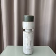 Vase / porte-bougie en céramique vintage d'Allemagne de l'Ouest – relief ivoire – années 1970