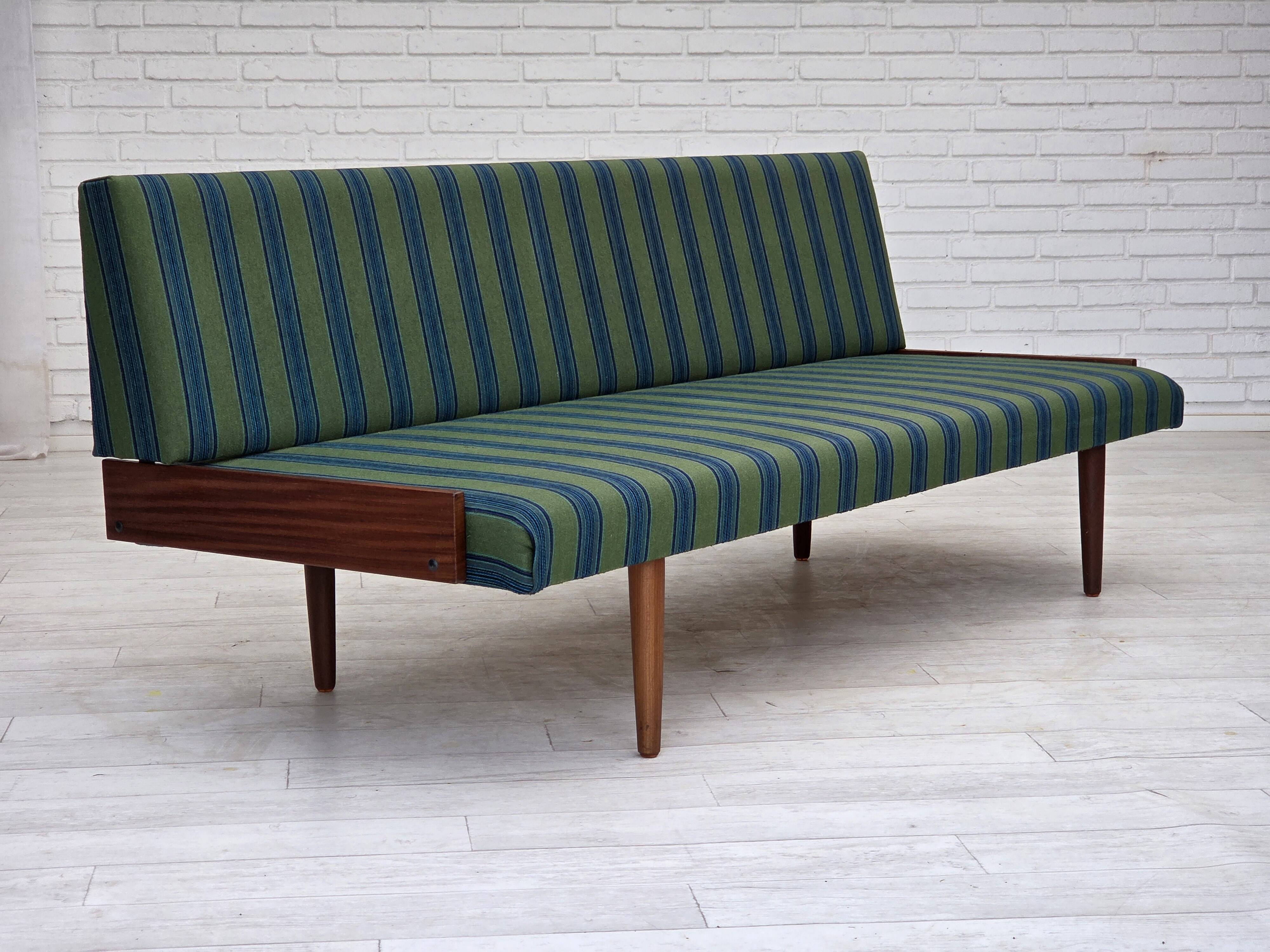 1970s, Danish daybed, furniture wool, solid teak wood, original condition.