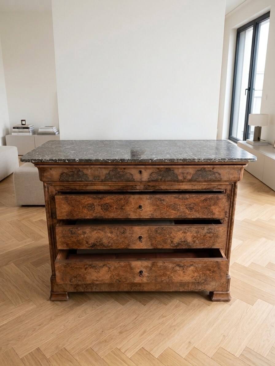 Set of antique solid wood chests of drawers