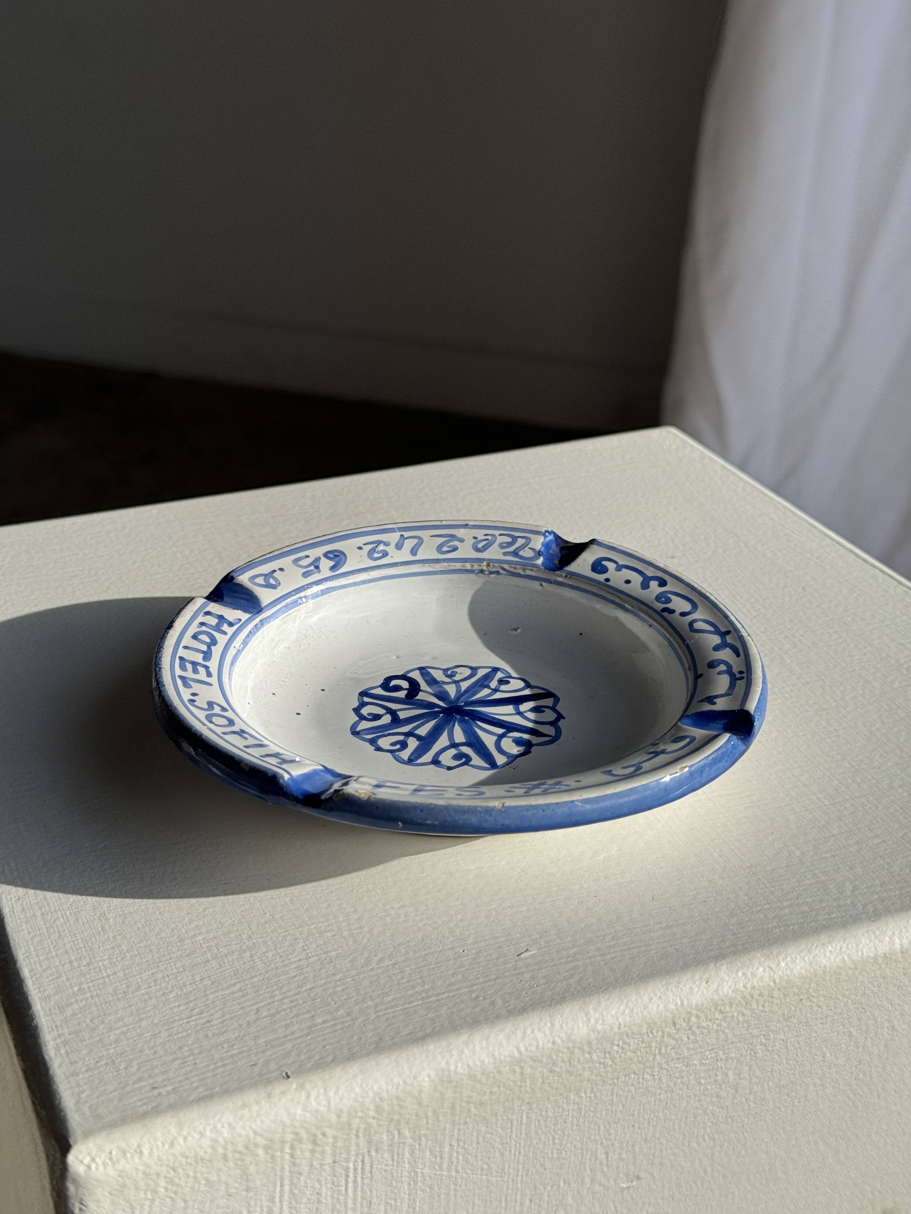 Blue and white ashtray from the Sofia Hotel in Fes D13