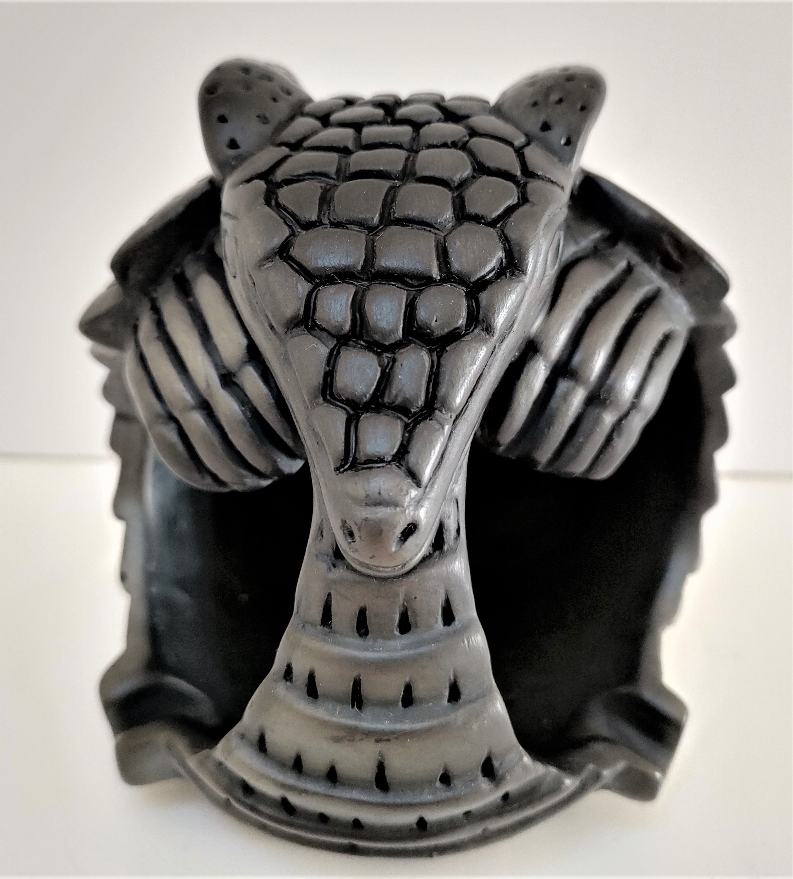 Zoomorphic ashtray armadillo black ceramic signed