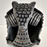 Zoomorphic ashtray armadillo black ceramic signed