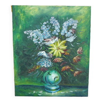 W.adams bouquet de fleurs  huile sur toile bouquet of flowers oil on canvas