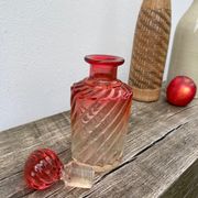 Old bottle pink Baccarat ancient crystal perfume / toilet accessory