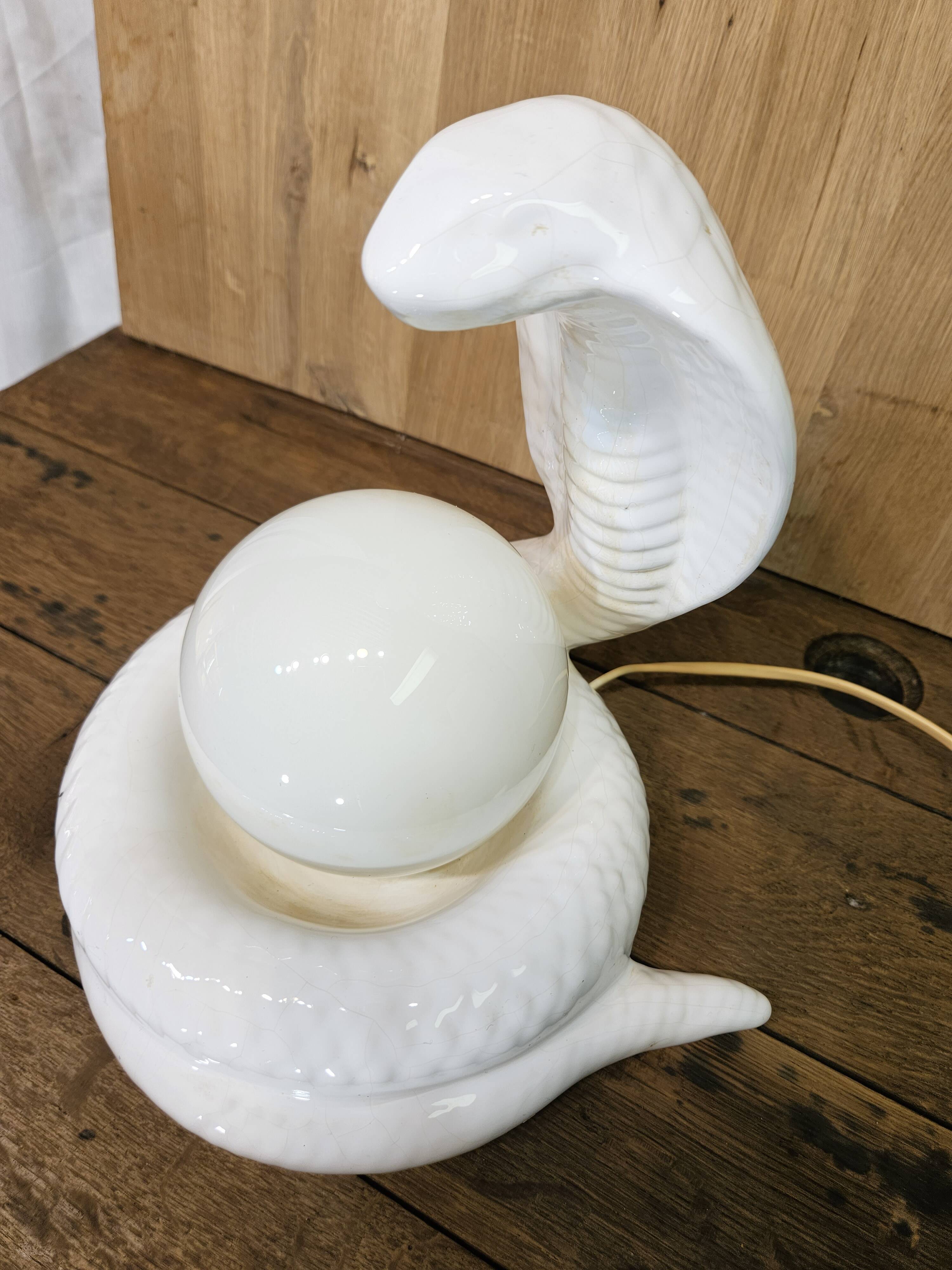Cobra snake lamp 1970 1980 Avobin Italy