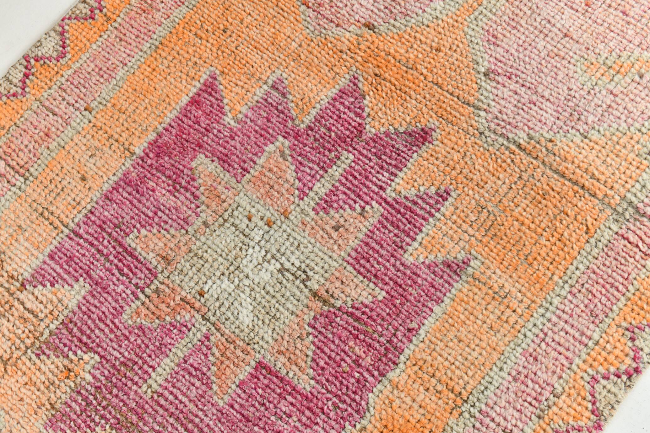 Pink & Orange Oriental Vintage Runner Rug, 101x301Cm