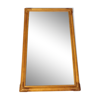 Miroir vintage en bambou et rotin 48X80cm