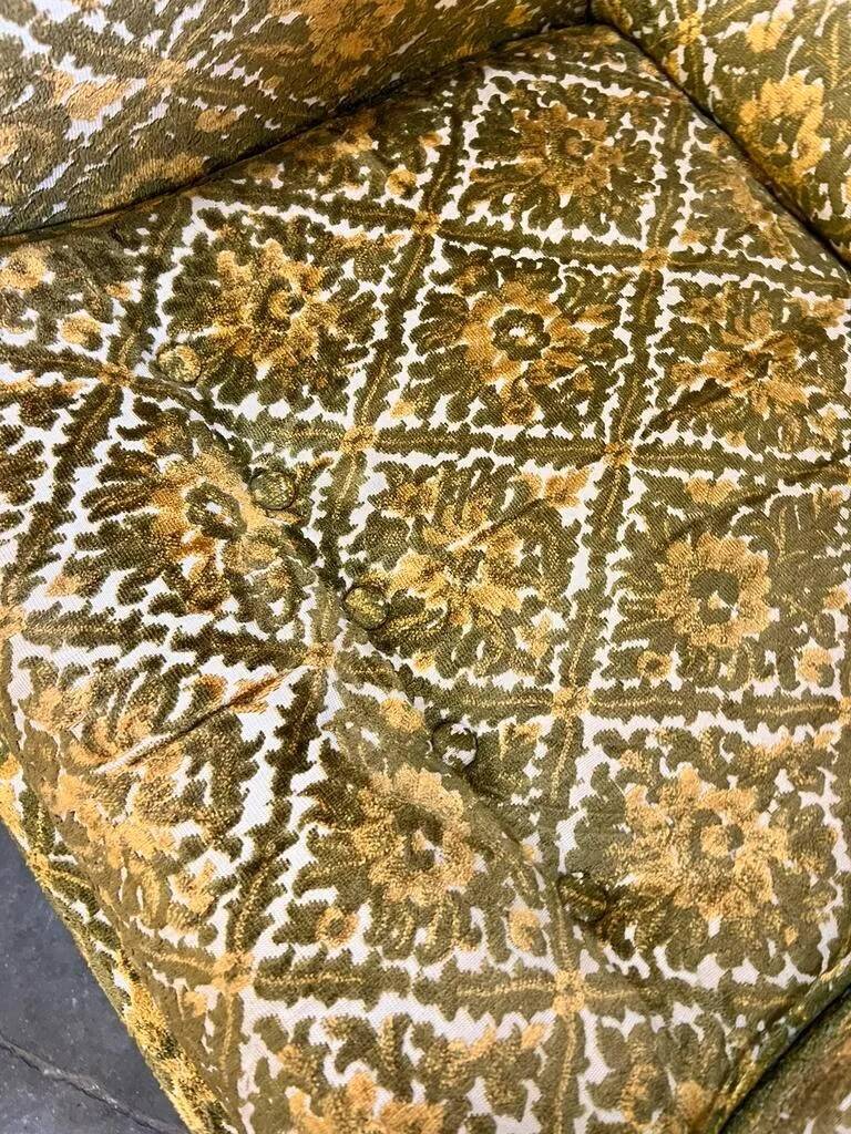 Vintage mustard yellow armchair / single-seater with fringes