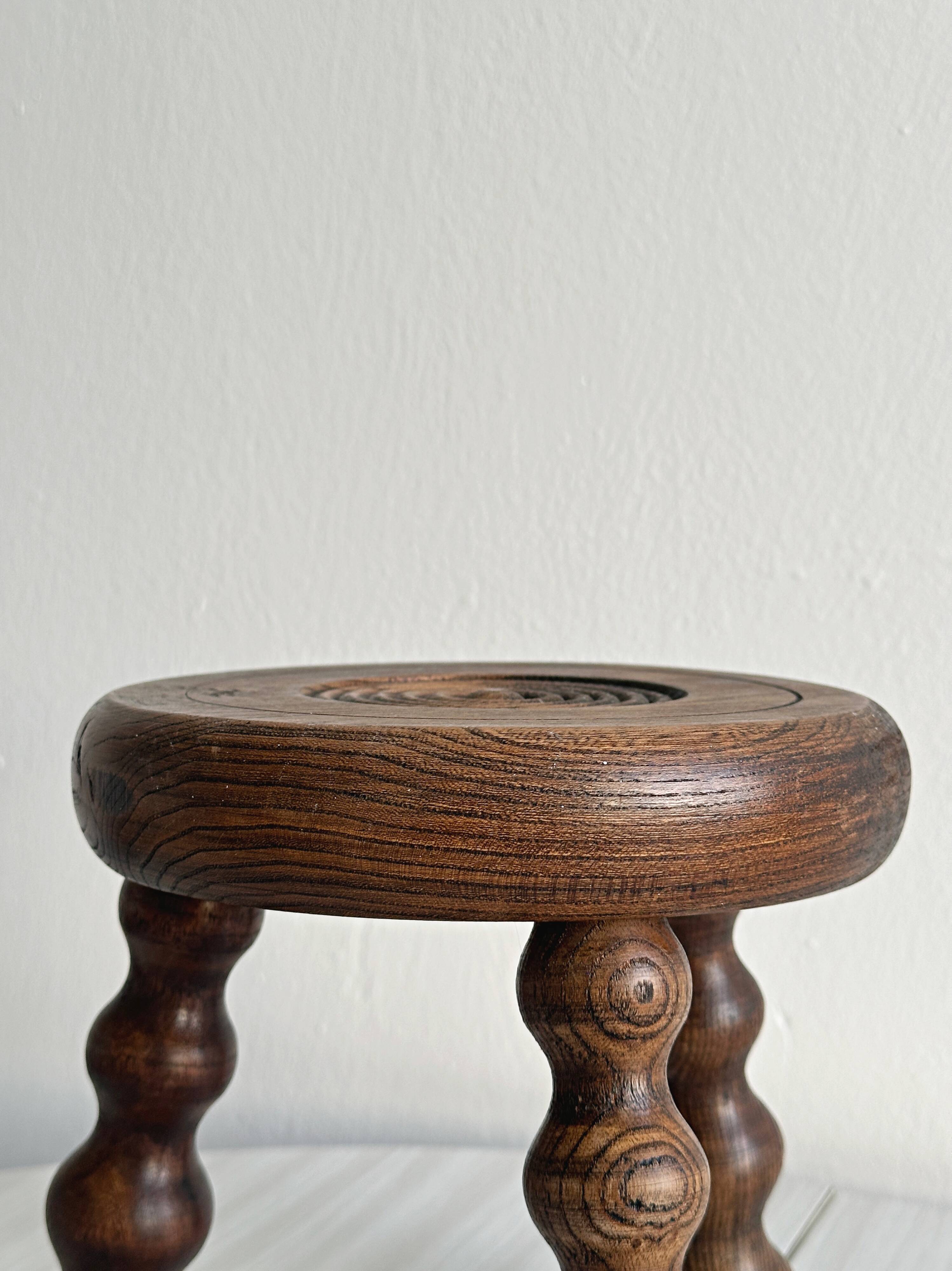 Small turned wooden tripod stool