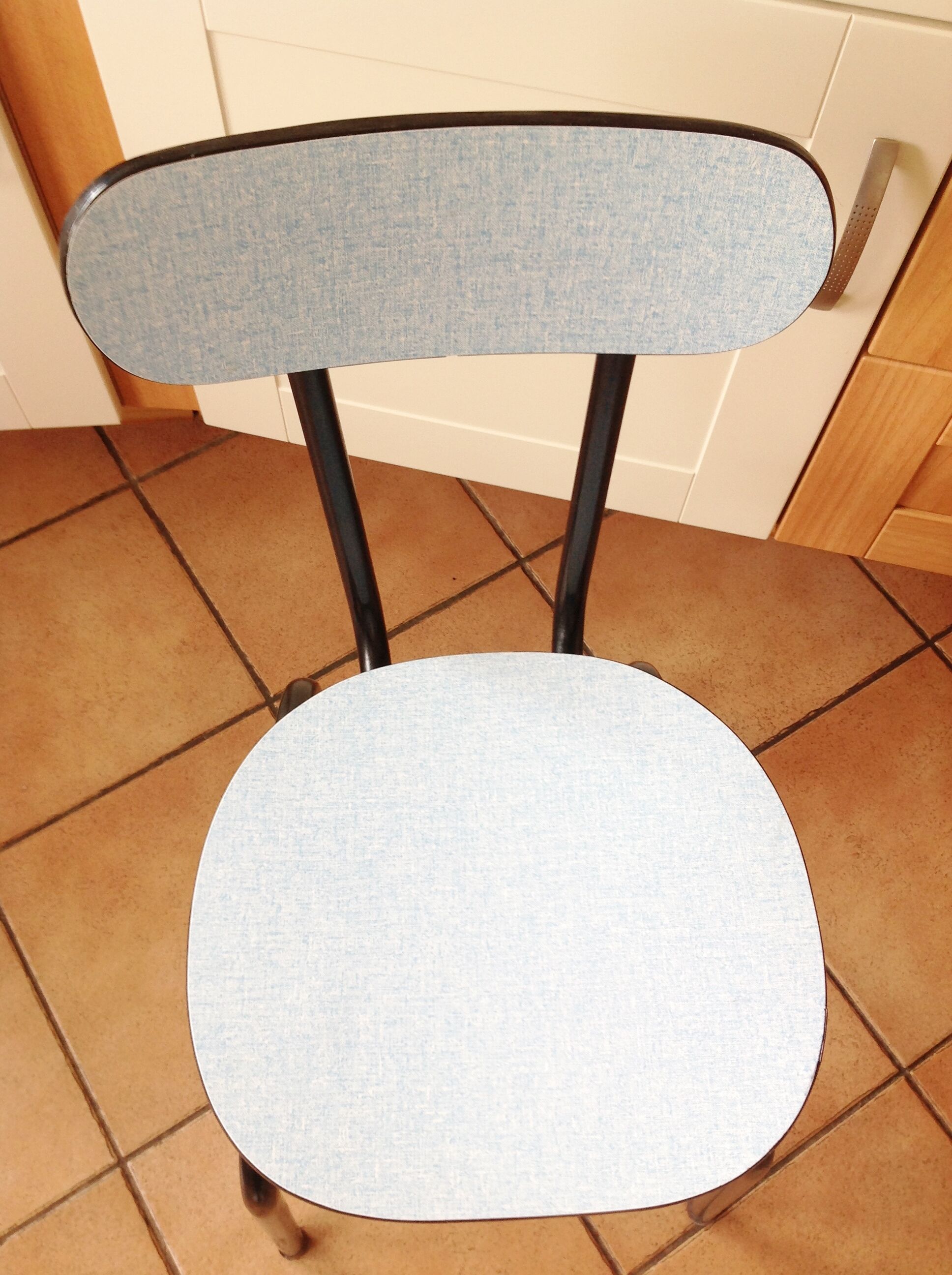 Light blue formica chair and black/vintage 50-60s
