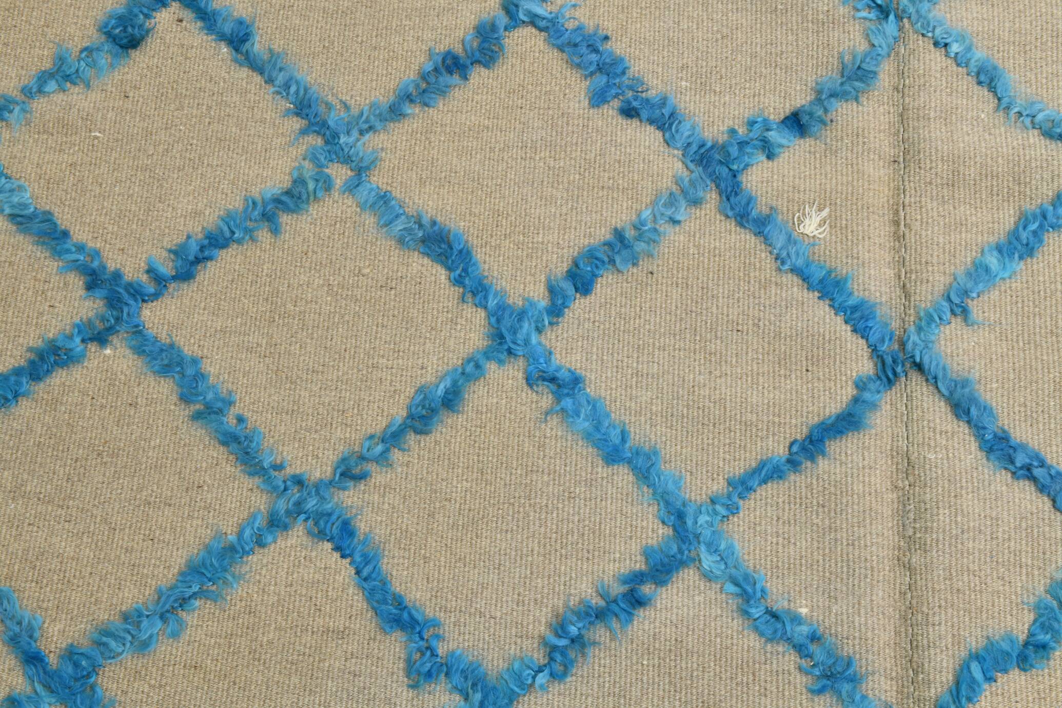 6x9 Beige & Blue Handmade Moroccan Rug, 185x282Cm SK 7339