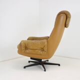 Midcentury Swivel Leather Armchair, Peem, Finland, 1970s