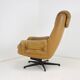Midcentury Swivel Leather Armchair, Peem, Finland, 1970s