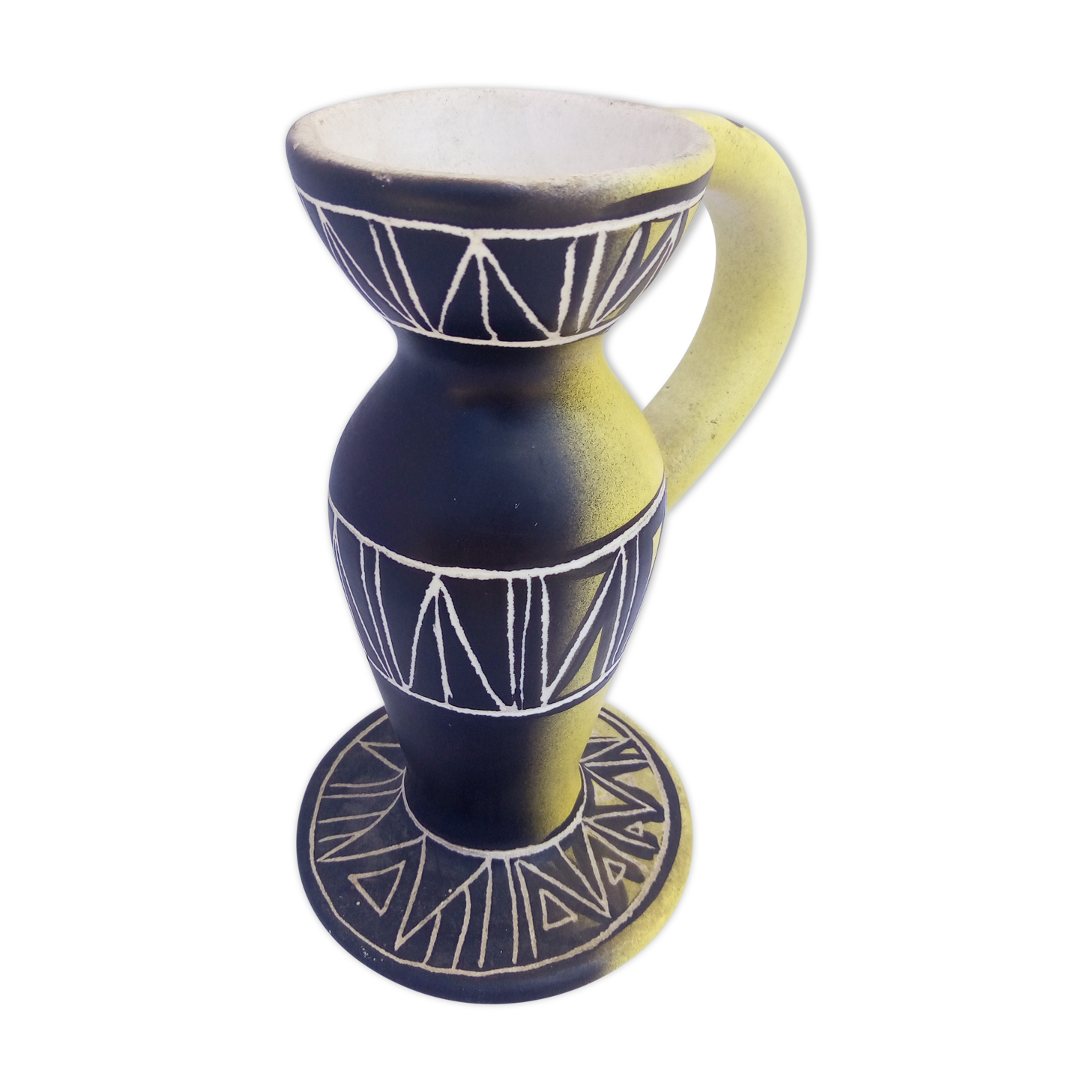 50s black and yellow Vallauris candlestick