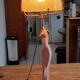 Art deco lamp golden metal and glass pate