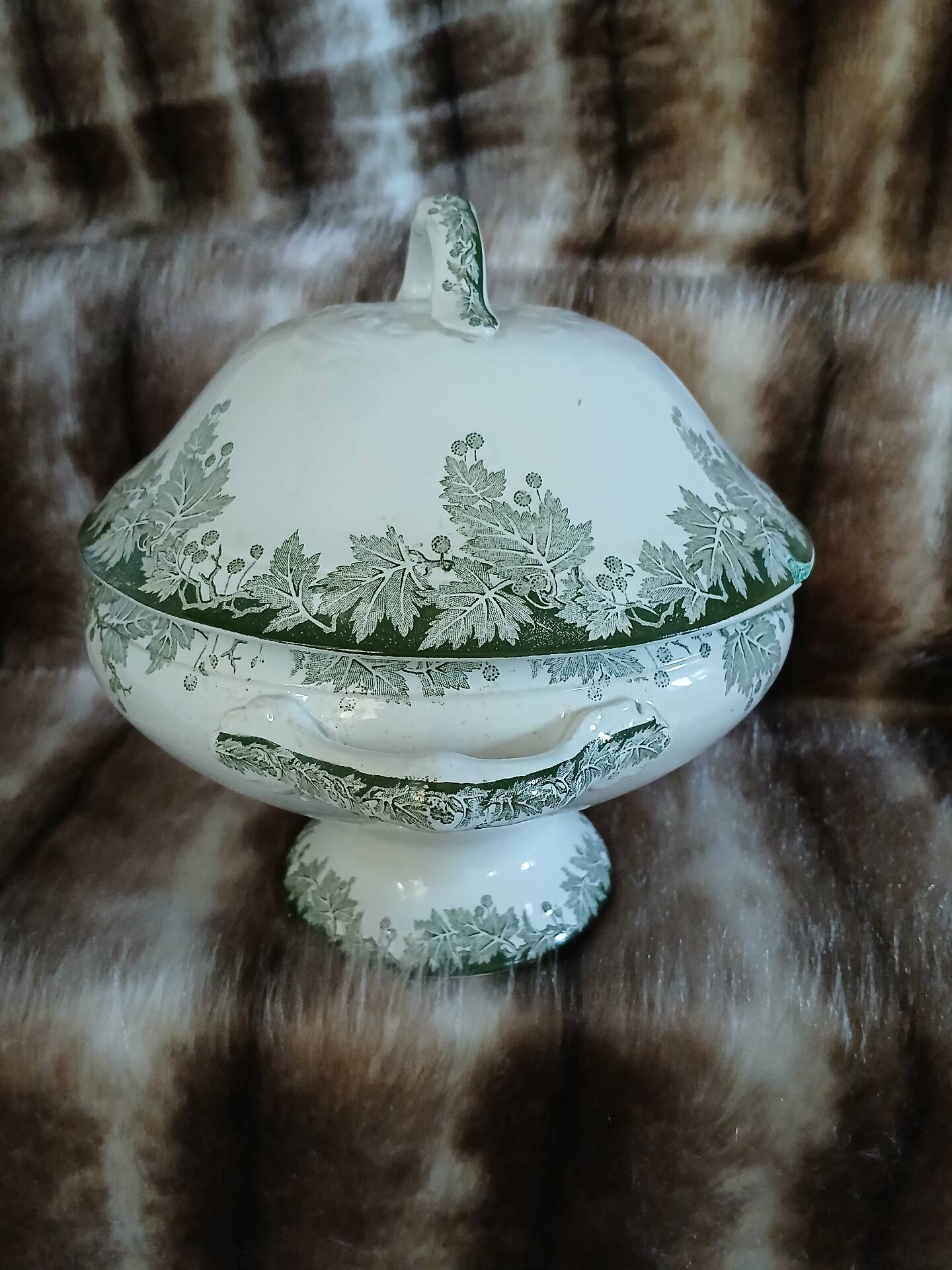 Small antique soup tureen in ironstone