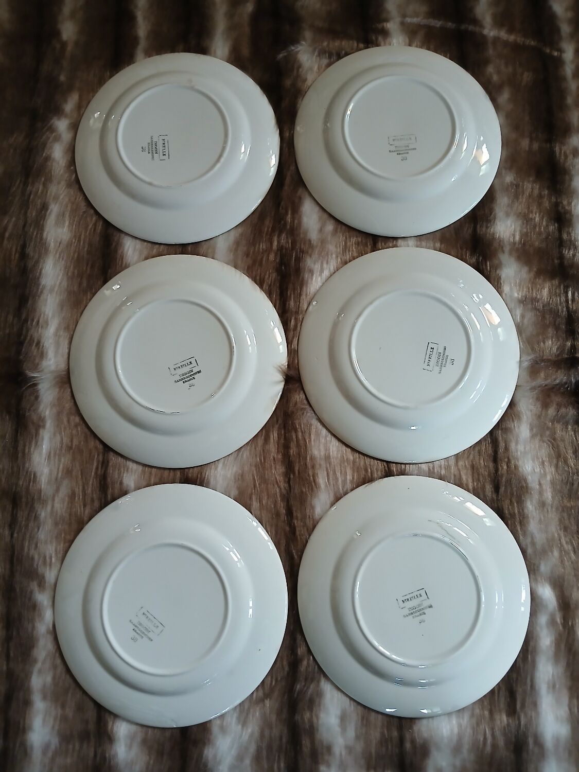 6 antique dessert plates from Digoin and Sarreguemines