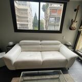 3 seater convertible leather sofa