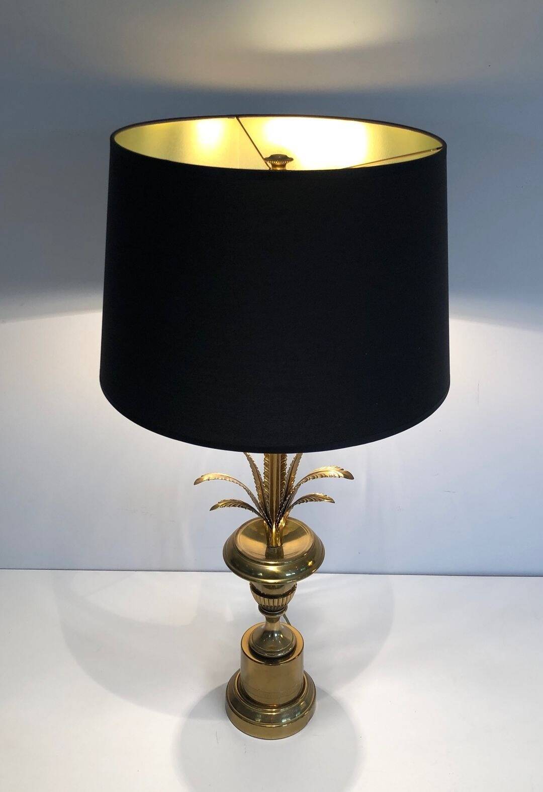 Palm Tree Table Lamp in Brass, Neoclassical Style, in the Taste of Maiso