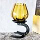 Candle holder photophore iron and amber glass vintage