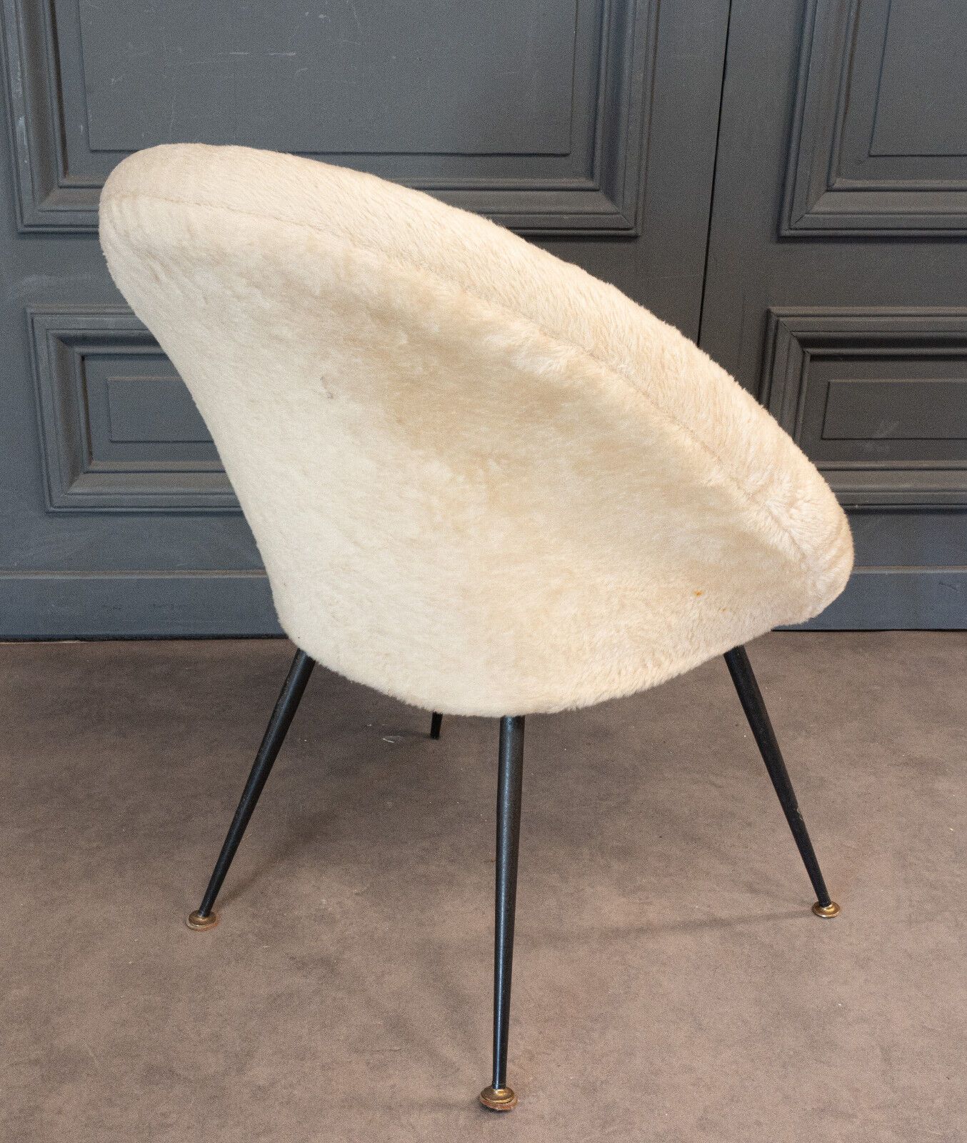 Armchair 1960 tubular black and fabric polar bear twentieth
