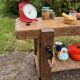 Restored old carpenter's workbench – Console / side table in solid wood
