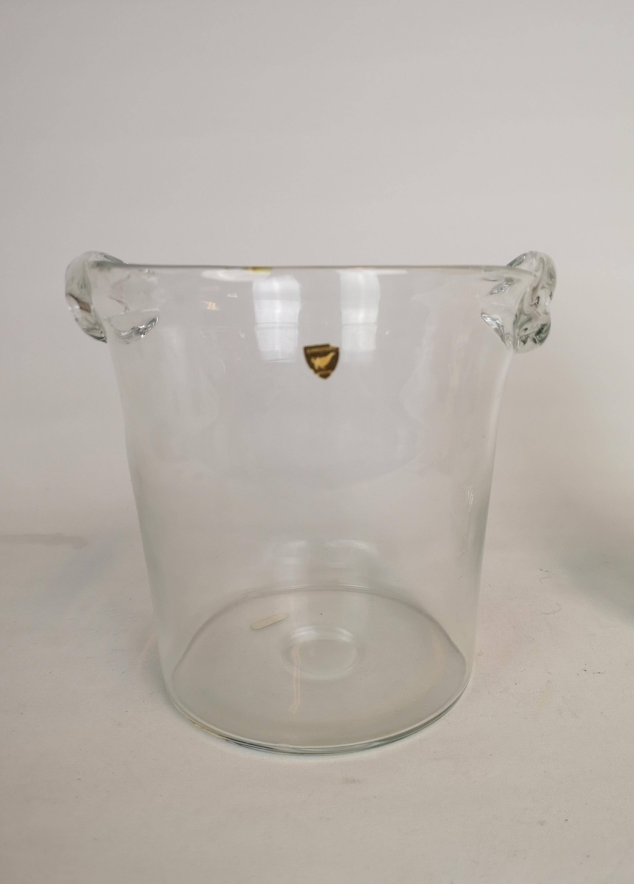 Orrefors ice bucket and shaker set by Nils Landberg, Sweden, 1950s.