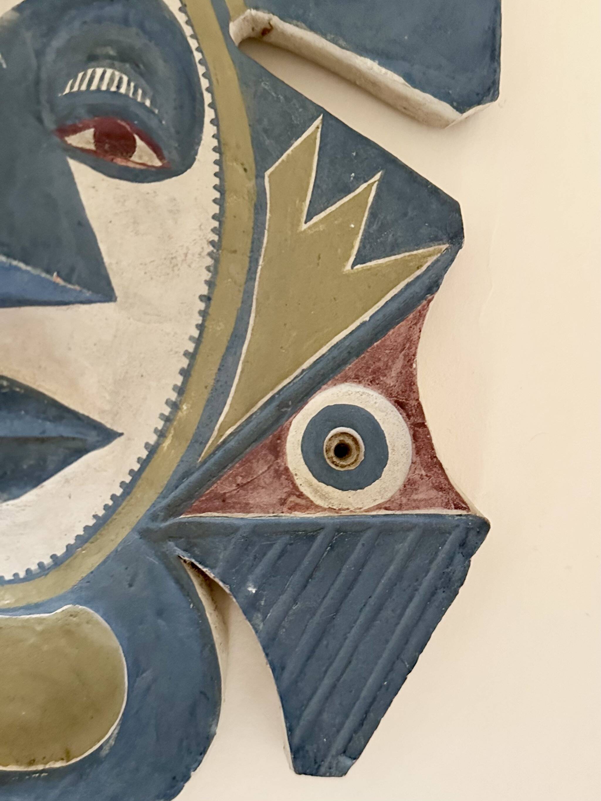 Painted terracotta wall mask