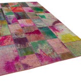 Tapis anatolien surteint fait à la main 198 cm x 302 cm tapis patchwork multicolore