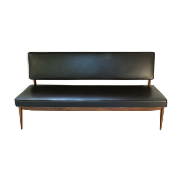 Sofa by Anonima Castelli in teak and skai, 1950s