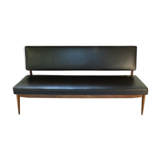 Sofa by Anonima Castelli in teak and skai, 1950s