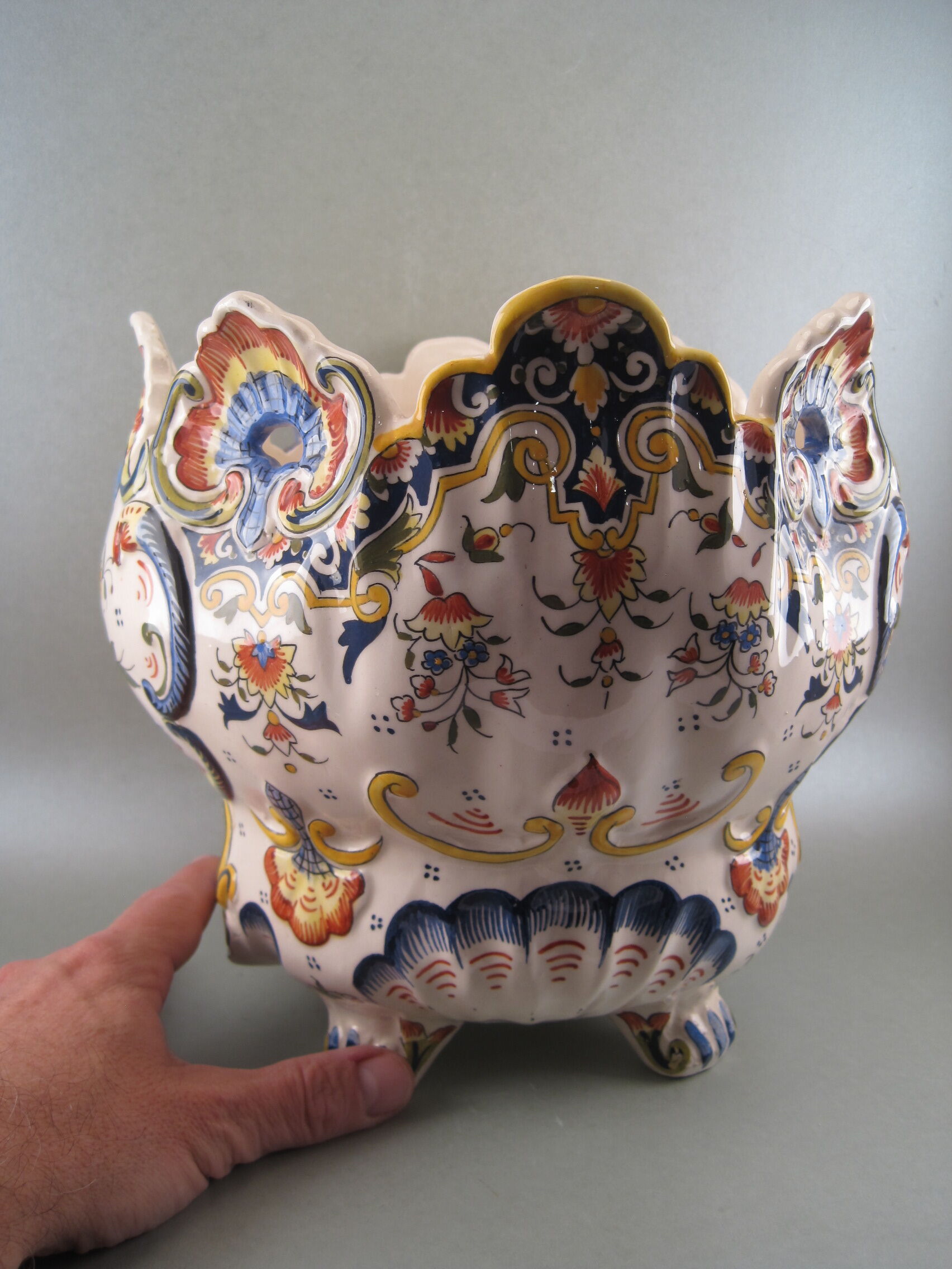3 ANCIENNES ASSIETTES AJOURES EN FAIENCE DE DESVRES ROUEN 22,5 cm EUR