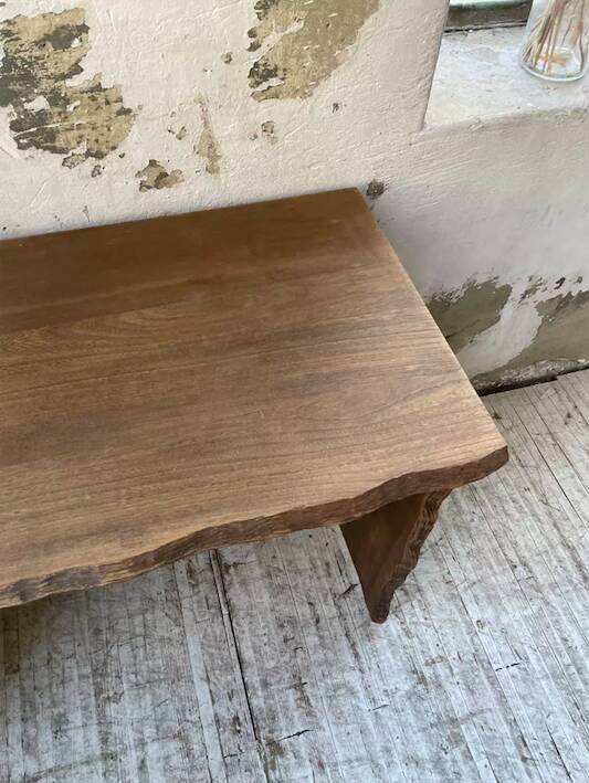 Brutalist desk in elm, signed Aranjou.
