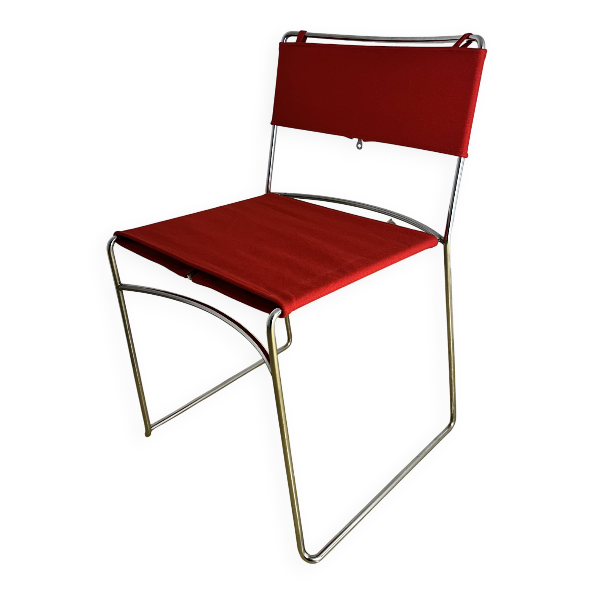 Delfina Chair Enzo Mari for Rexite 1974 Chrome Steel Kvadrat Field Fabric